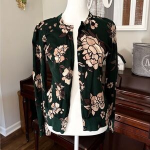 Ann Taylor Dark Green Floral Blazer